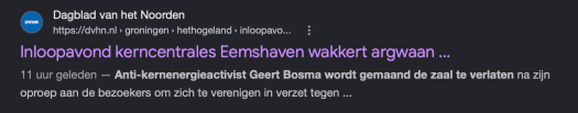 Activisme wel in de meta-tags genoemd, niet in het artikel
