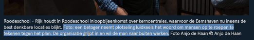 Het onderschrift spreekt van 'een betoger'