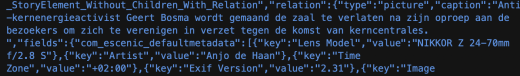 het bijschrift in de code van de pagina